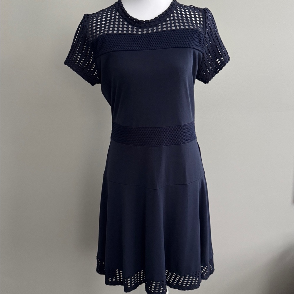 Michael Kors Blue A-Line Mini Dress Crew Neck size M